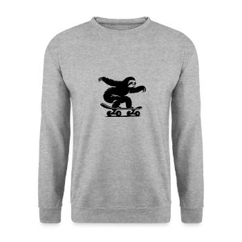 Sloth Skateboard Skater Silhouette - Unisex Sweatshirt - salt & pepper - Front - Alina (178cm) & Michal (187cm)