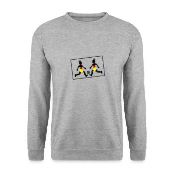 Fussballer Fussball Germany - Unisex Pullover - Weißgrau meliert - Vorne - Alina (178cm) & Michal (187cm)