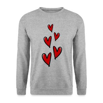 Hearts Love Symbol - Unisex Sweatshirt - salt & pepper - Front - Alina (178cm) & Michal (187cm)