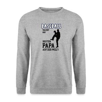 Baseball Spieler Baseballer Papa Vater Mann Spiel - Unisex Pullover - Weißgrau meliert - Vorne - Alina (178cm) & Michal (187cm)