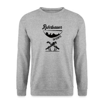 Rohrbauer Rente Rentner Rohrbau Ruhestand Pension - Unisex Pullover - Weißgrau meliert - Vorne - Alina (178cm) & Michal (187cm)