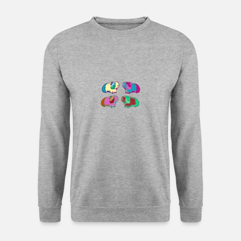 meerschweinchen, graffiti,malerei,bunt,warhol - Unisex Pullover - Weißgrau meliert