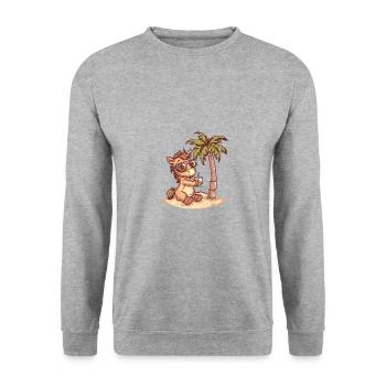 Palmier d’été de l’île aux chevaux - Sweat-shirt Unisexe - gris chiné - Devant - Alina (178cm) & Michal (187cm)