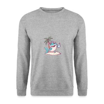 Palmier d’été de l’île aux requins - Sweat-shirt Unisexe - gris chiné - Devant - Alina (178cm) & Michal (187cm)