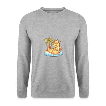 Dinosaure Stegosaurus Island Palm - Sweat-shirt Unisexe - gris chiné - Devant - Alina (178cm) & Michal (187cm)