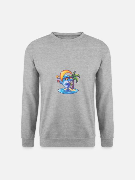 Delfin sommerferie - Unisex sweater - hvidgrå meleret