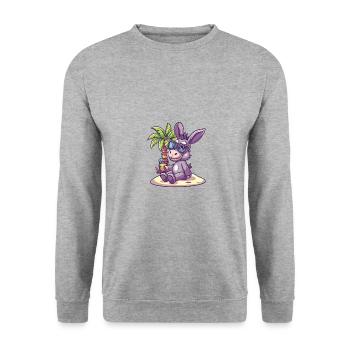 Esel Sommer Urlaub - Unisex Pullover - Weißgrau meliert - Vorne - Alina (178cm) & Michal (187cm)