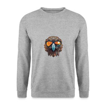 Adler Kopf Cool - Unisex Pullover - Weißgrau meliert - Vorne - Alina (178cm) & Michal (187cm)