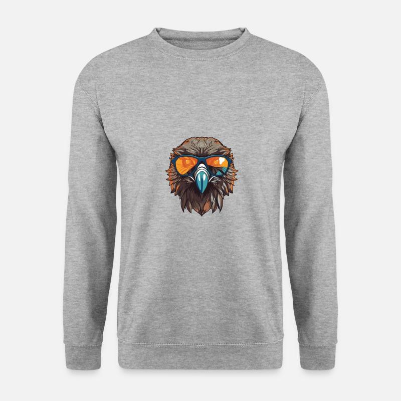 Adler Kopf Cool - Unisex Pullover - Weißgrau meliert