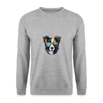 Border Collie Tête De Chien Cool - Sweat-shirt Unisexe - gris chiné - Devant - Alina (178cm) & Michal (187cm)