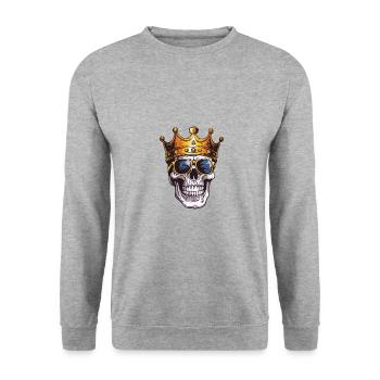 Skull King Crown - Unisex Sweatshirt - salt & pepper - Front - Alina (178cm) & Michal (187cm)