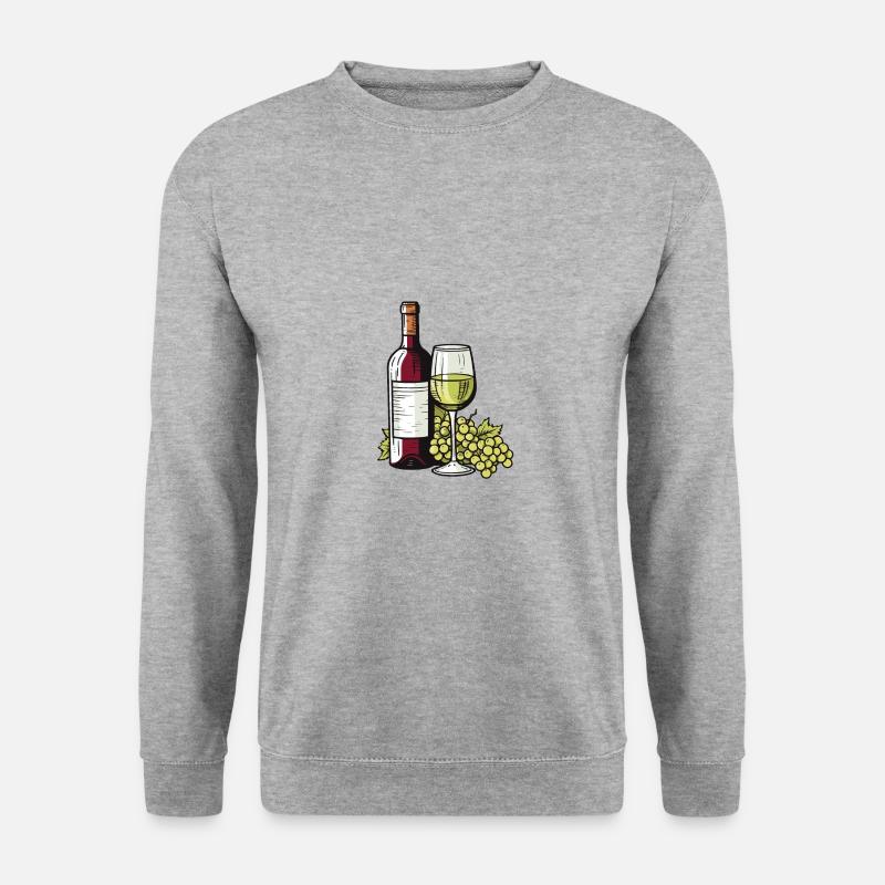 Weinglas Weintrauben Wein - Unisex Pullover - Weißgrau meliert