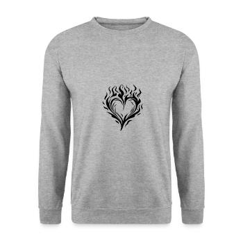 Cœur Feu Amour - Sweat-shirt Unisexe - gris chiné - Devant - Alina (178cm) & Michal (187cm)