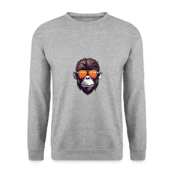 Affe Cool Kopf Party - Unisex Pullover - Weißgrau meliert - Vorne - Alina (178cm) & Michal (187cm)