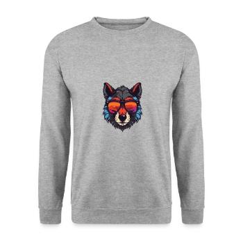 Fête Wolf Cool Head - Sweat-shirt Unisexe - gris chiné - Devant - Alina (178cm) & Michal (187cm)
