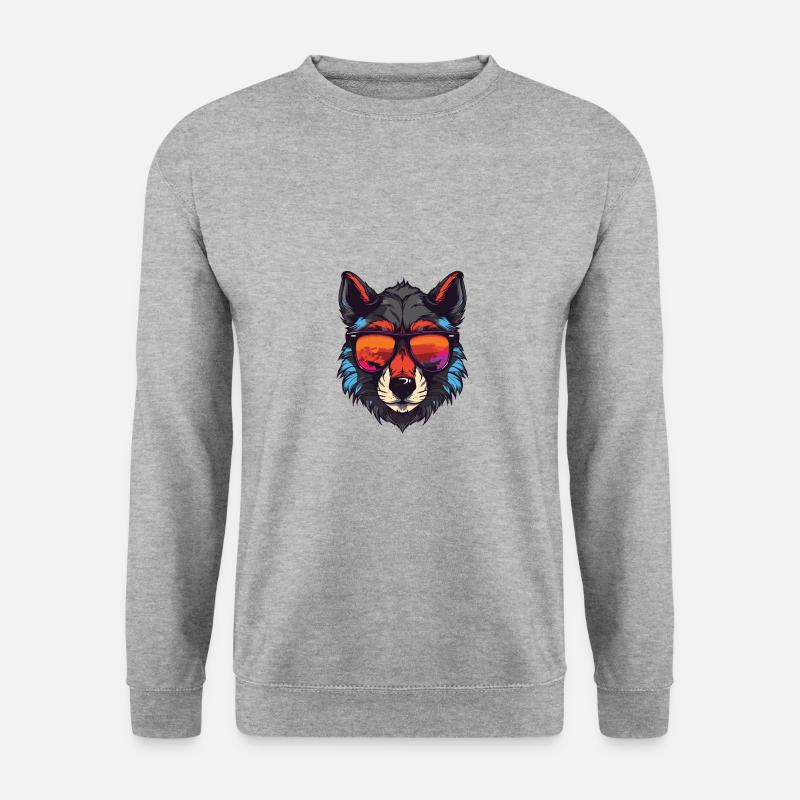 Fête Wolf Cool Head - Sweat-shirt Unisexe - gris chiné