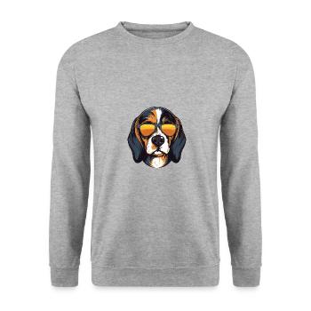 Beagle Dog Cool Head Party - Unisex Sweatshirt - salt & pepper - Front - Alina (178cm) & Michal (187cm)