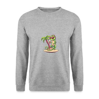 Chameleon Summer Beach Comic - Unisex Sweatshirt - salt & pepper - Front - Alina (178cm) & Michal (187cm)