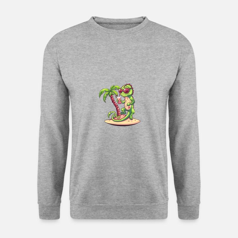 Chameleon Summer Beach Bande dessinée - Sweat-shirt Unisexe - gris chiné