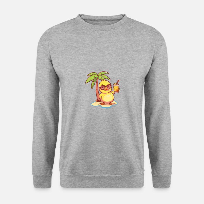 Ente Sommer Strand Comic - Unisex Pullover - Weißgrau meliert