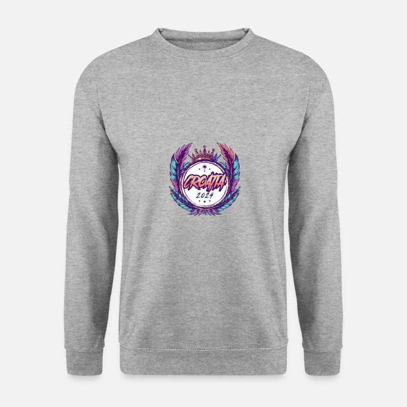 Croatia 2024 Wappen - Unisex Pullover - Weißgrau meliert