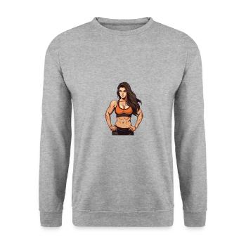 Femme Muscles Fille Fitness - Sweat-shirt Unisexe - gris chiné - Devant - Alina (178cm) & Michal (187cm)