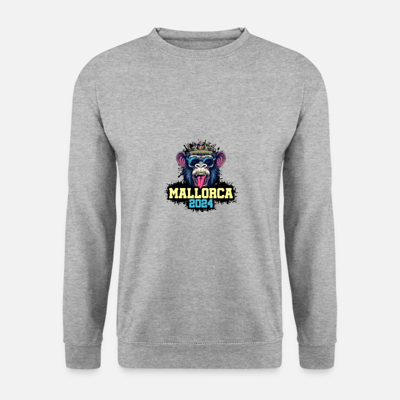 Mallorca 2024 Affe - Unisex Pullover - Weißgrau meliert