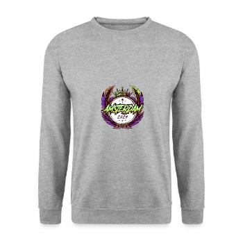 Amsterdam 2024 Bunt - Unisex Pullover - Weißgrau meliert - Vorne - Alina (178cm) & Michal (187cm)