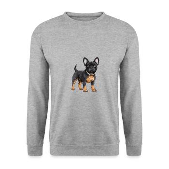French Bulldog Dog - Unisex Sweatshirt - salt & pepper - Front - Alina (178cm) & Michal (187cm)