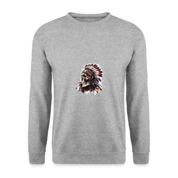 Squelette de chef indien - Sweat-shirt Unisexe - gris chiné - Devant - Alina (178cm) & Michal (187cm)