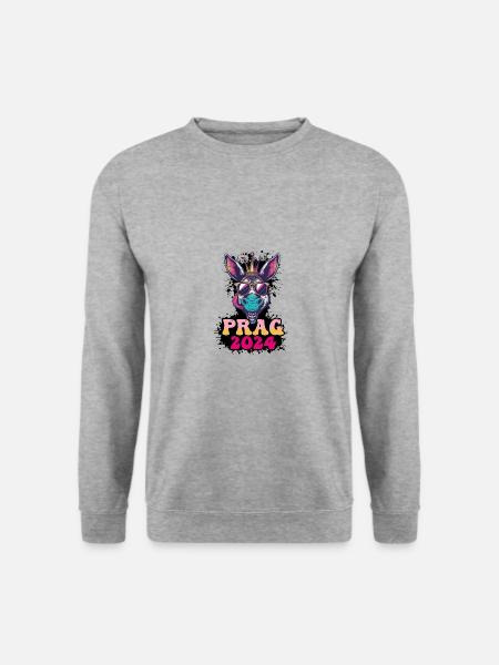 Prag 2024 Party Esel - Unisex Pullover - Weißgrau meliert