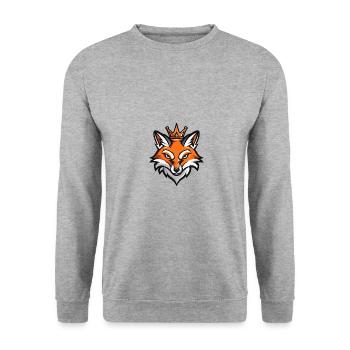 Fuchs Kopf Krone - Unisex Pullover - Weißgrau meliert - Vorne - Alina (178cm) & Michal (187cm)
