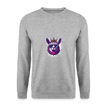 Alpaka Comic Lustig Party - Unisex Pullover - Weißgrau meliert - Vorne - Alina (178cm) & Michal (187cm)