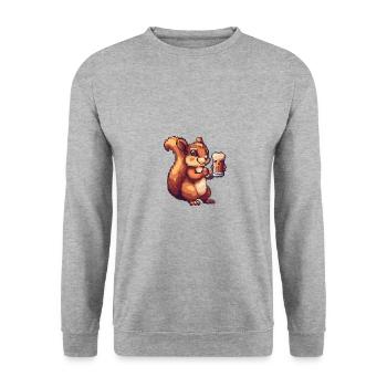 Squirrel Beer Pixel - Unisex Sweatshirt - salt & pepper - Front - Alina (178cm) & Michal (187cm)