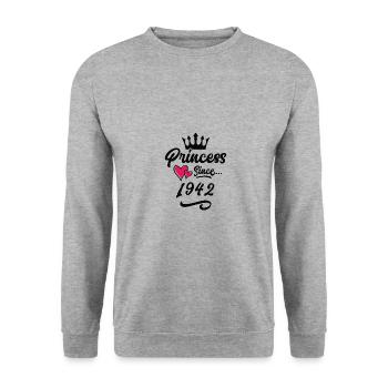 1942 Princess Birthday - Unisex Sweatshirt - salt & pepper - Front - Alina (178cm) & Michal (187cm)