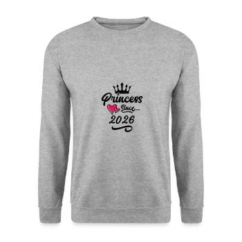 2026 Prinzessin Geburtstag - Unisex Pullover - Weißgrau meliert - Vorne - Alina (178cm) & Michal (187cm)