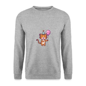 Tiger Birthday Comic - Unisex Sweatshirt - salt & pepper - Front - Alina (178cm) & Michal (187cm)