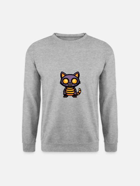 Waschbär Halloween Tier - Unisex Pullover - Weißgrau meliert