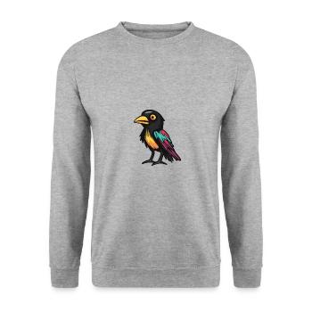 Rabe Krähe Halloween Tier - Unisex Pullover - Weißgrau meliert - Vorne - Alina (178cm) & Michal (187cm)
