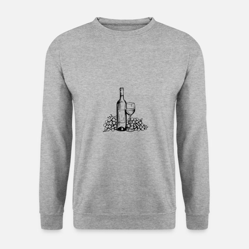 Weinglas Trauben Wein - Unisex Pullover - Weißgrau meliert