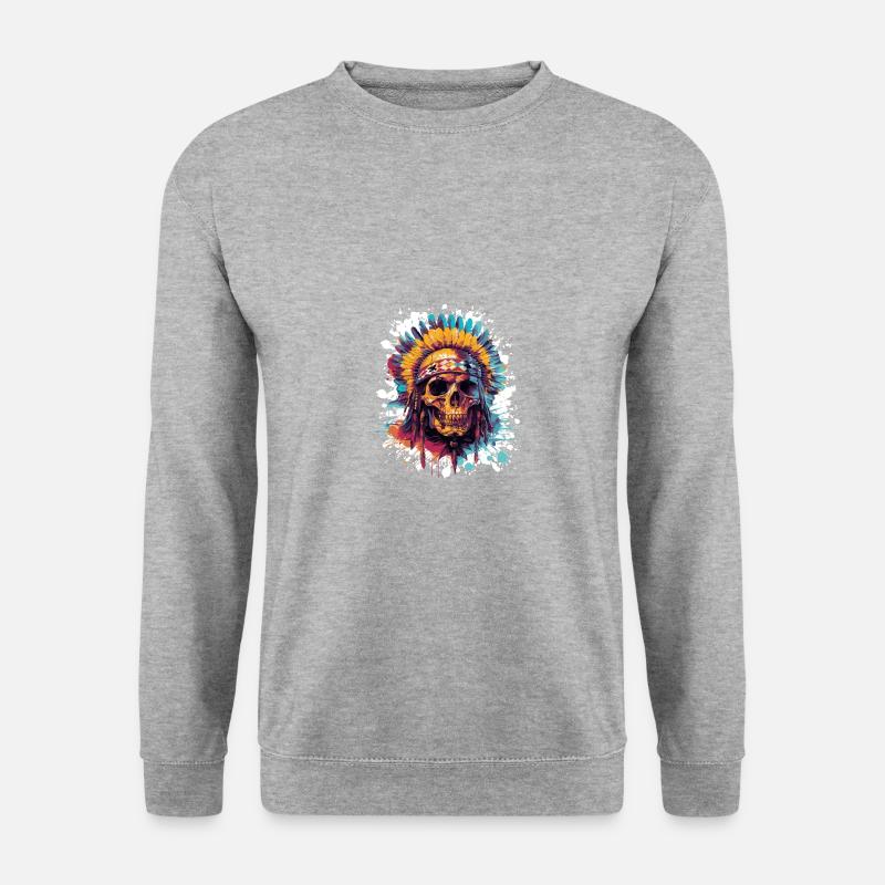 Crâne de chef indien - Sweat-shirt Unisexe - gris chiné