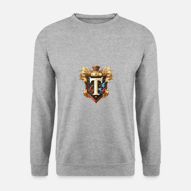 T Buchstabe Logo Krone - Unisex Pullover - Weißgrau meliert