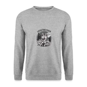 Wolf Lead The Pack für Wolf Fan Naturliebhaber - Unisex Pullover - Weißgrau meliert - Vorne - Alina (178cm) & Michal (187cm)