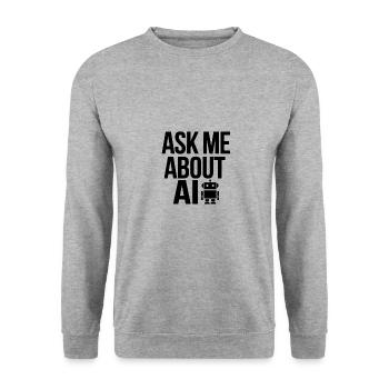 AI Robot Frag Mich Nach AI Informationen - Unisex Pullover - Weißgrau meliert - Vorne - Alina (178cm) & Michal (187cm)