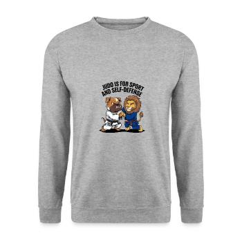 Judo for sports and self-defense with lion - Unisex Sweatshirt - salt & pepper - Front - Alina (178cm) & Michal (187cm)