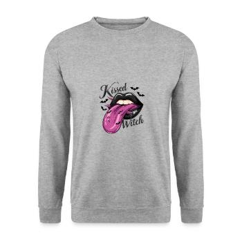Kissed by a witch with bats and magic - Unisex Sweatshirt - salt & pepper - Front - Alina (178cm) & Michal (187cm)
