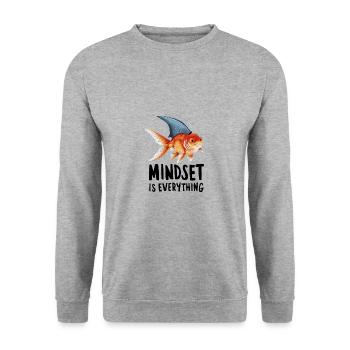 L’état d’ est tout, poisson rouge avec aileron de requin - Sweat-shirt Unisexe - gris chiné - Devant - Alina (178cm) & Michal (187cm)