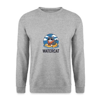 Entdecke Den Coolen Watercat Mit Sonnenbrille Auf - Unisex Pullover - Weißgrau meliert - Vorne - Alina (178cm) & Michal (187cm)