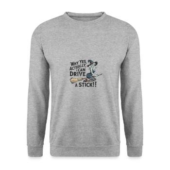 Ouais, je peux diriger une sorcière balai - Sweat-shirt Unisexe - gris chiné - Devant - Alina (178cm) & Michal (187cm)