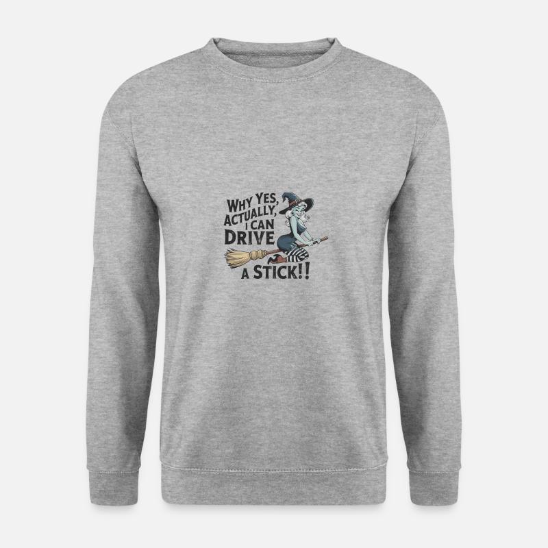 Ja, Ich Kann Einen Besen Lenken Hexe - Unisex Pullover - Weißgrau meliert